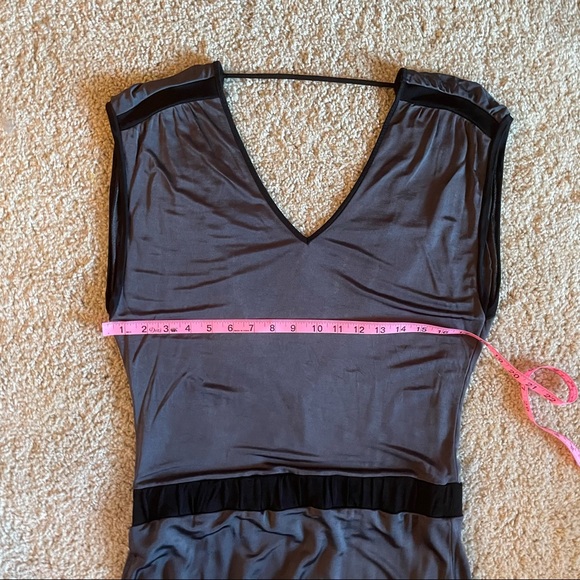 Diesel Short Sleeve Dress Size Medium Satin Grey with Black Trim Casual Cool - Picture 10 of 12